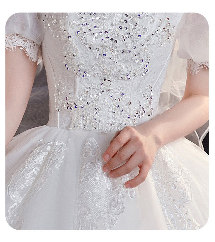 Royalcore Vintage Princess Puff Sleeves Wedding Gown