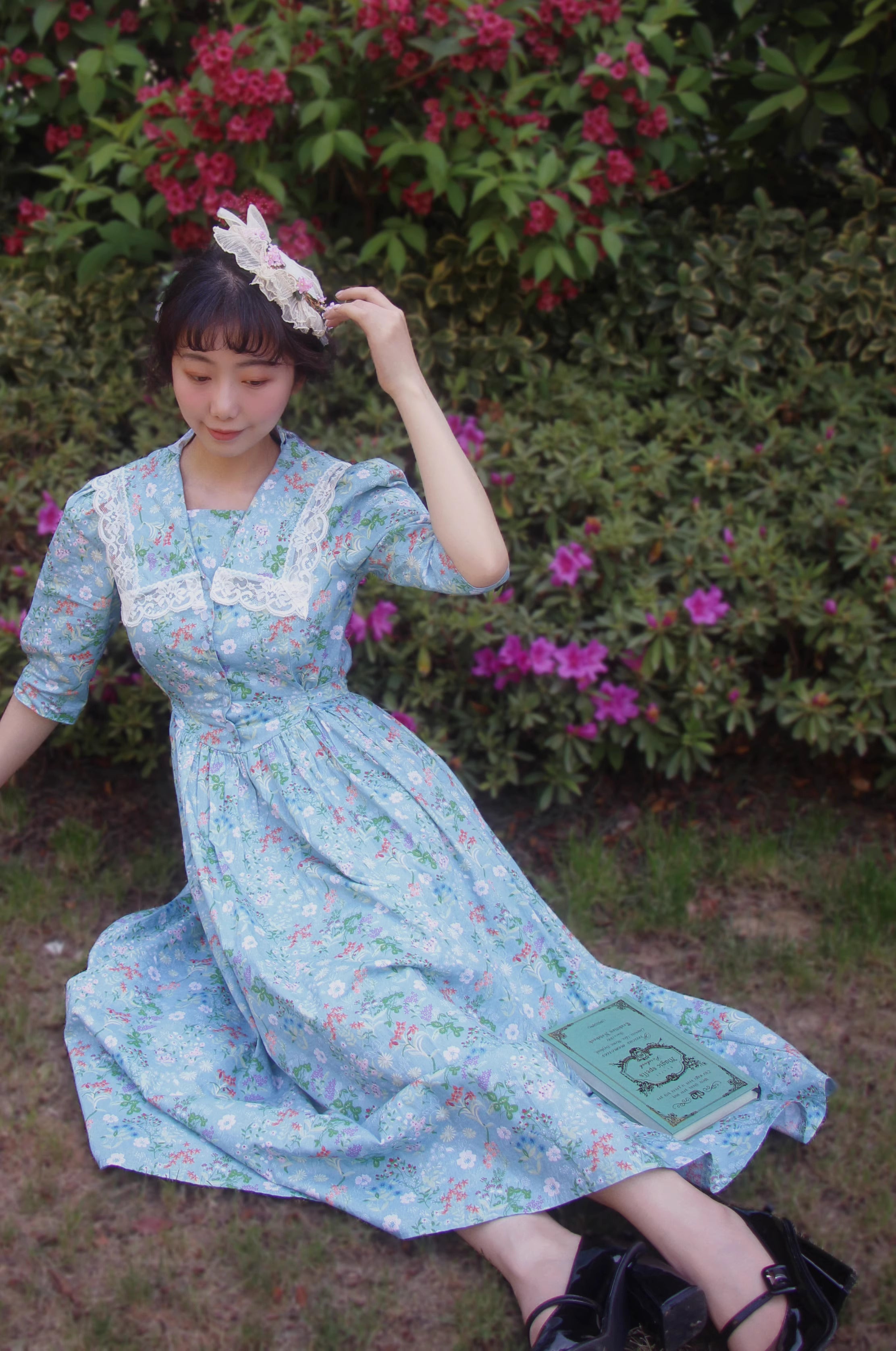 ワンピース treat urself floral vintage like dress 1940s Floral Picnic Dress – Retro Fairy