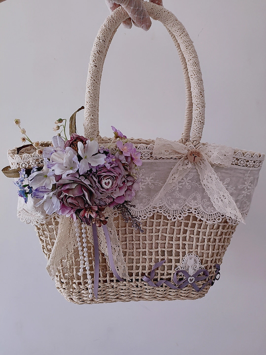 vintage hand bag vintage bag cottagecore bag straw bag