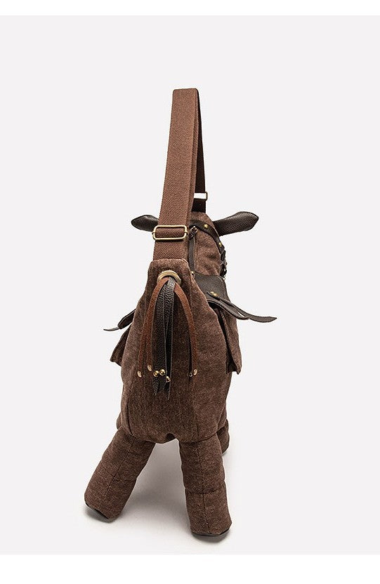 Whimsical Horse Shape Canvas Shoulder bag/ Cross-Body Bag
