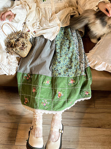(Preoder) Retro Cottagecore Embroidery Floral Skirt