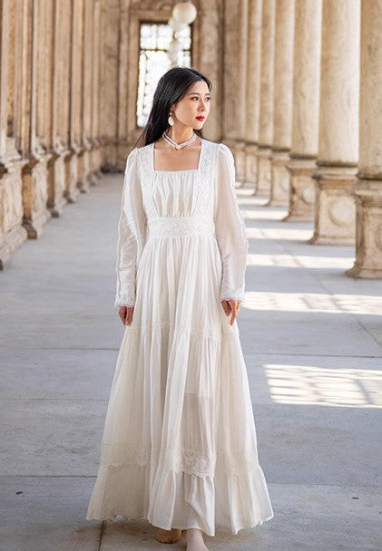 white gunne sax dress Angelic Gown (XS/S) chapel trainelegant 1970s White Gunne Sax Maxi