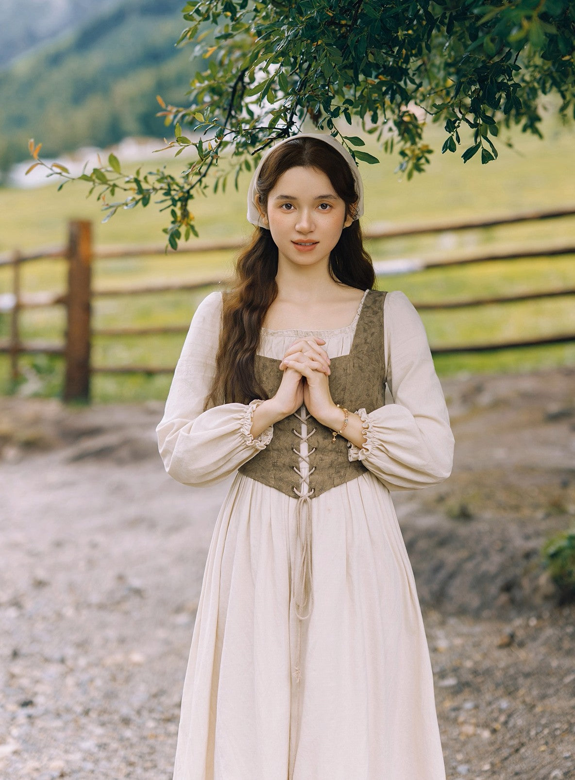 Medieval Style Cottagecore Vintage Dress & Vest Set Retro Fairy Medieval Style Cottagecore Vintage Dress & Vest Set Retro Fairy
