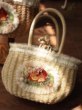 Load image into Gallery viewer, Cottagecore Deer Embroidery Straw Bag

