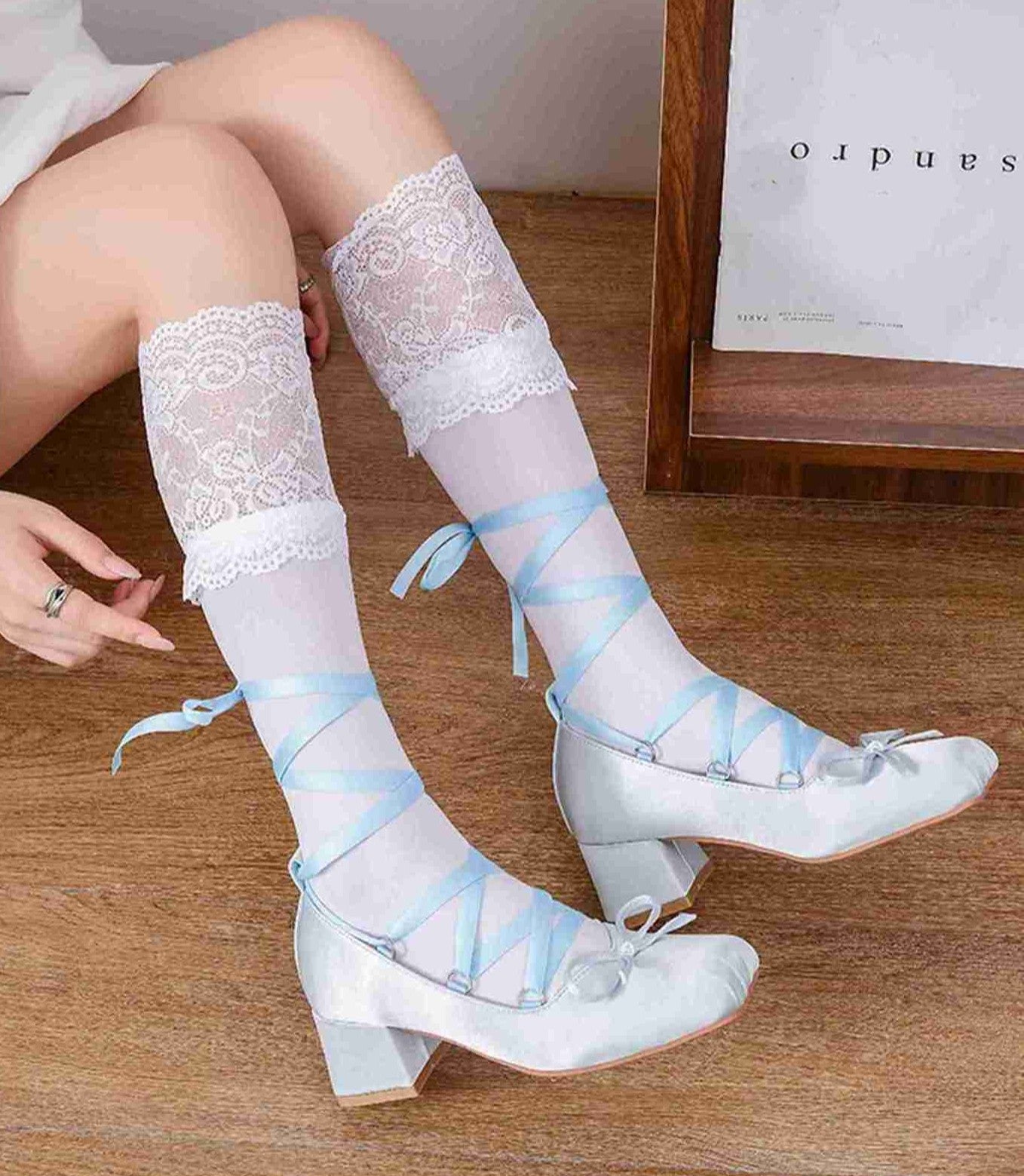Retro Balletcore Lace up Chunky Heels