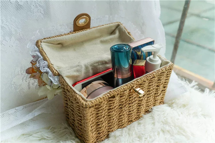 Handmade Cottagecore Floral Straw Bag