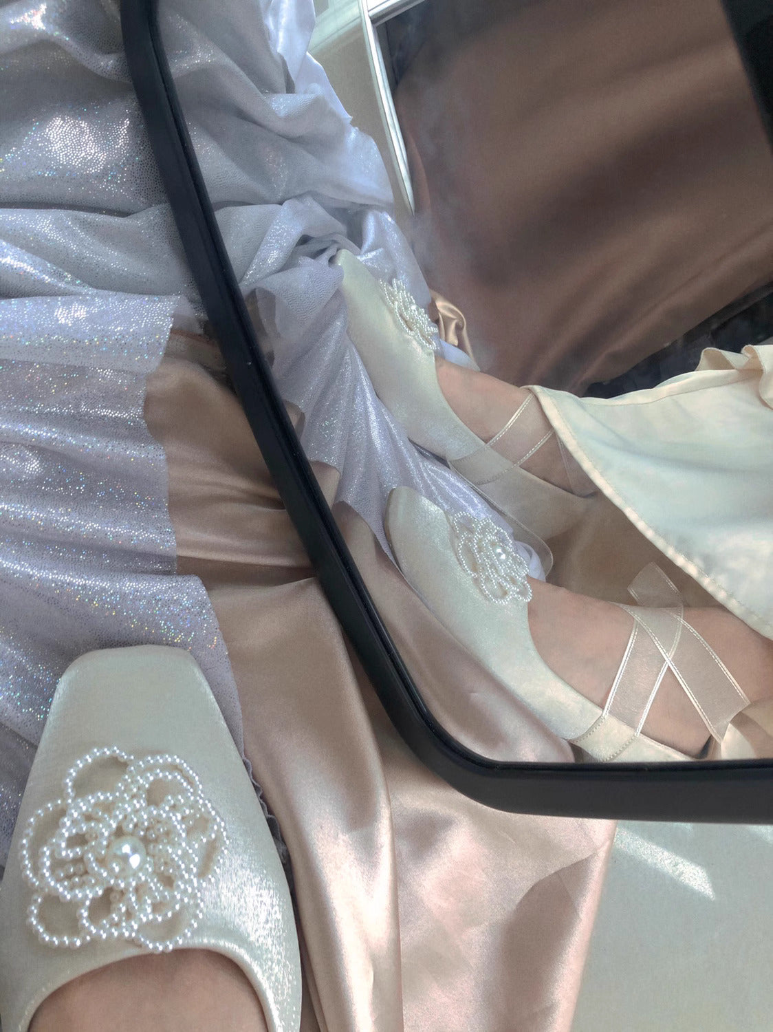 Retro Pearl Decor Lace up Heels Shoes