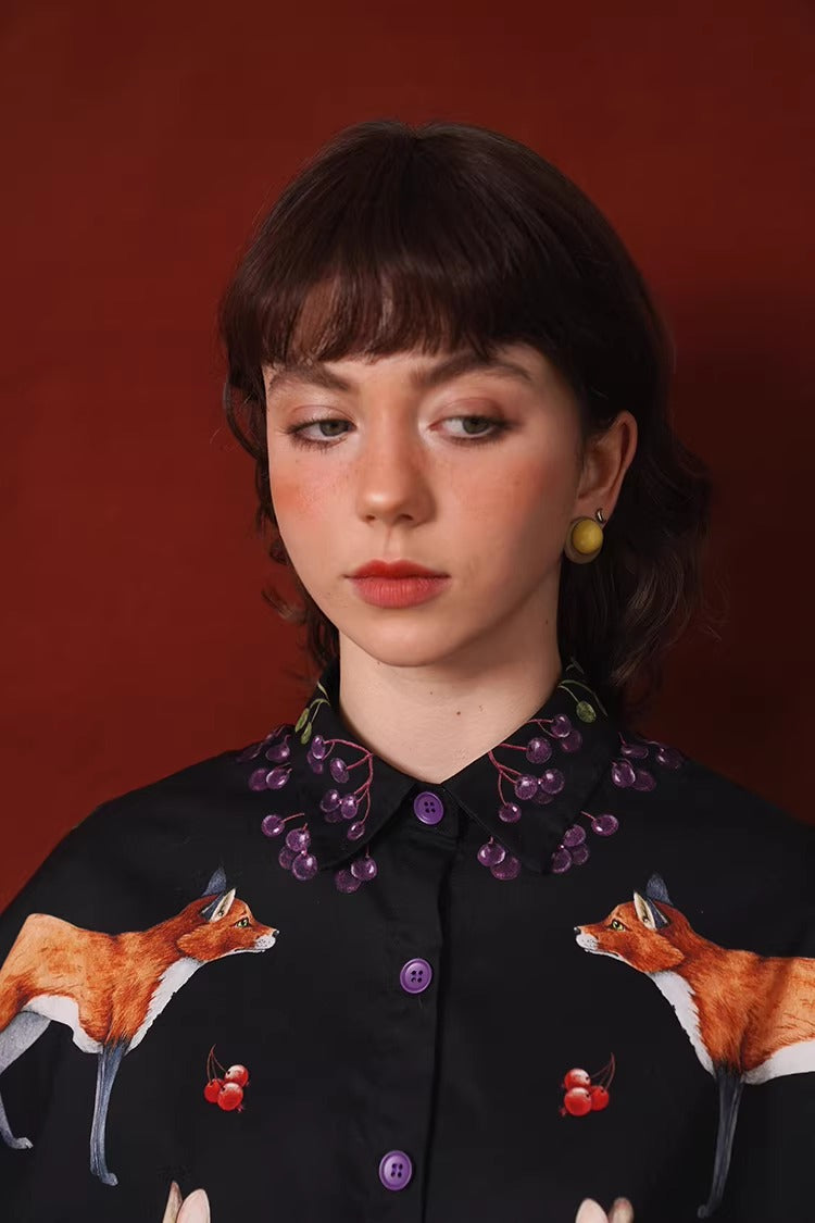 Retro Animal Print Oversize Shirt