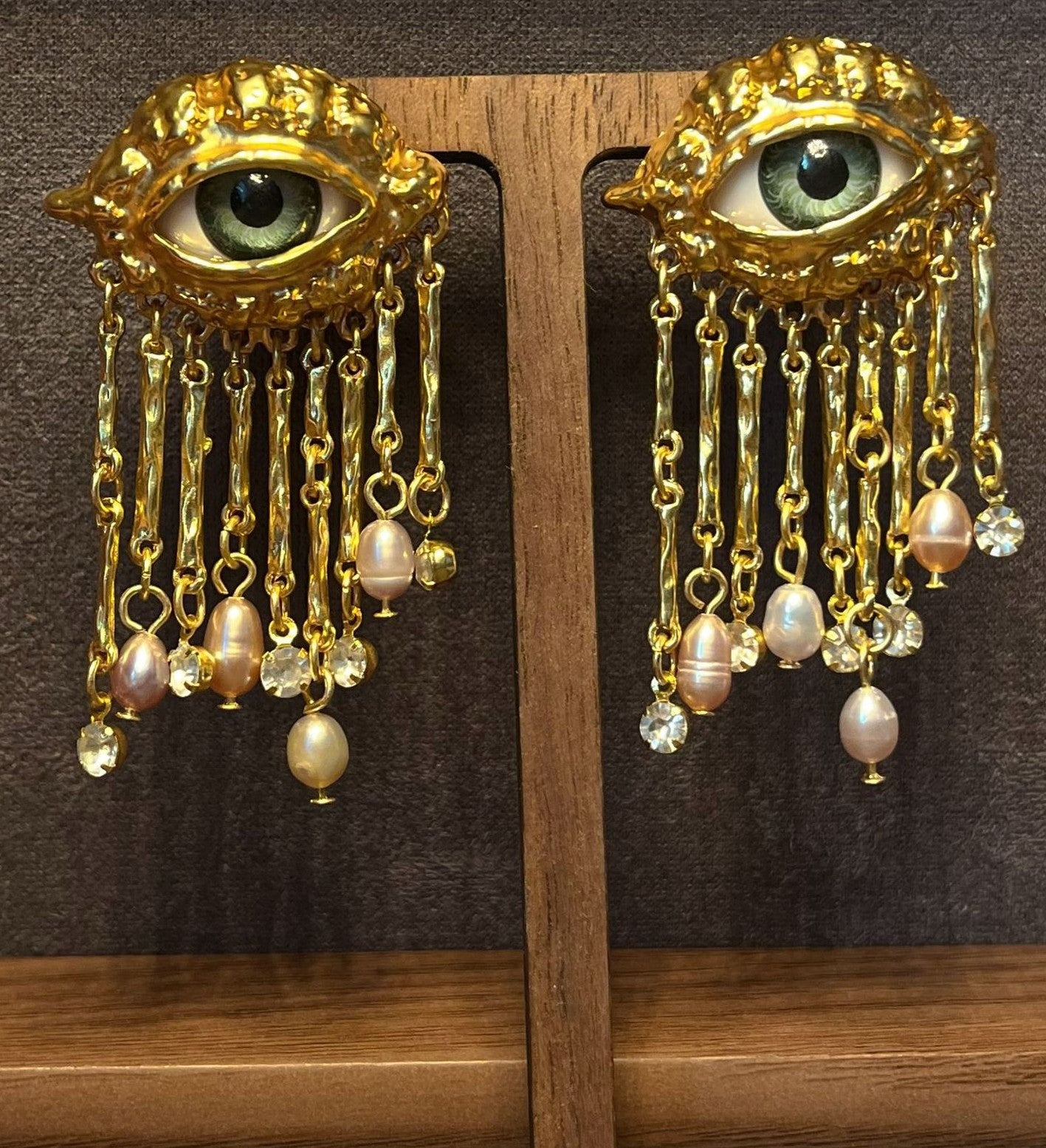 Vintage Remake Evil Eye Tassel Earrings