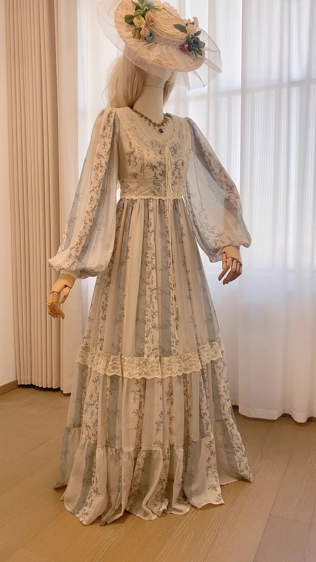 Gunne Sax Remake 70s Lace Patchwork Floral Dress