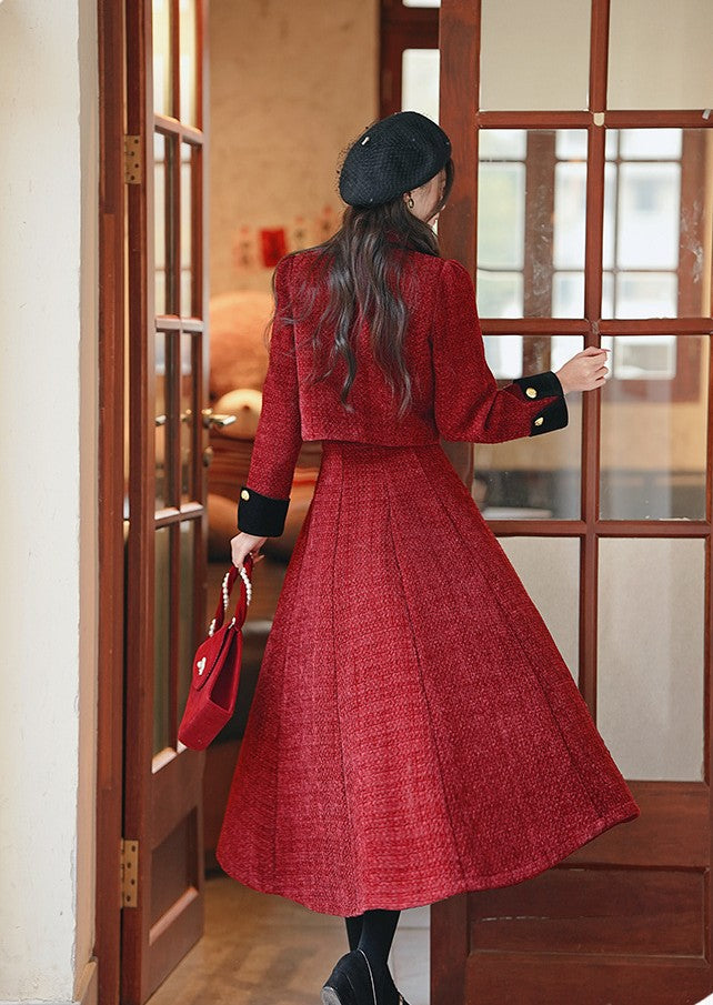 vintage dress tweed dress coat retro style outfit