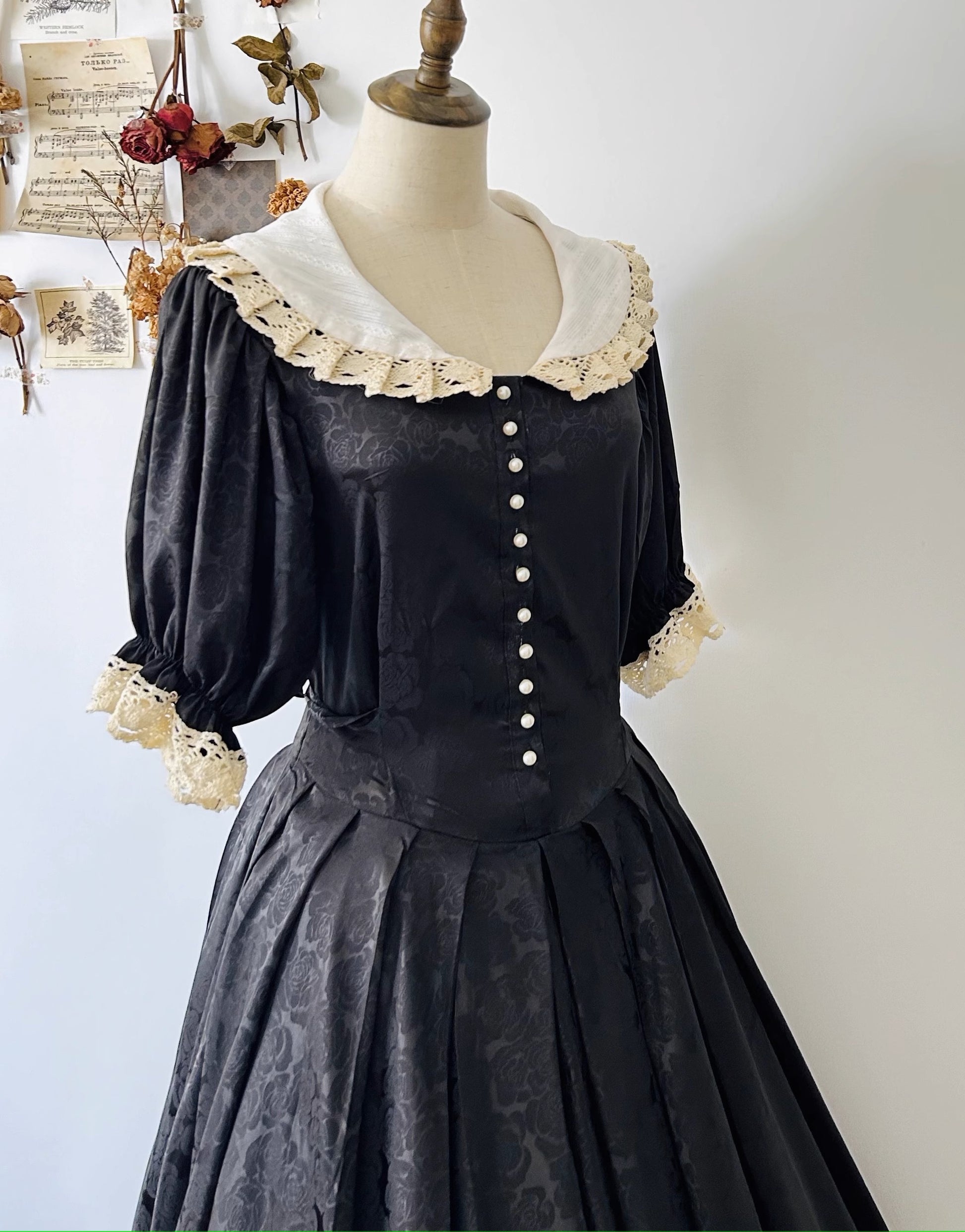 Vintage Dark Academia Peter Pan Collar Dress M I Retro Fairy Vintage Dark Academia Peter Pan Collar Dress M I Retro Fairy