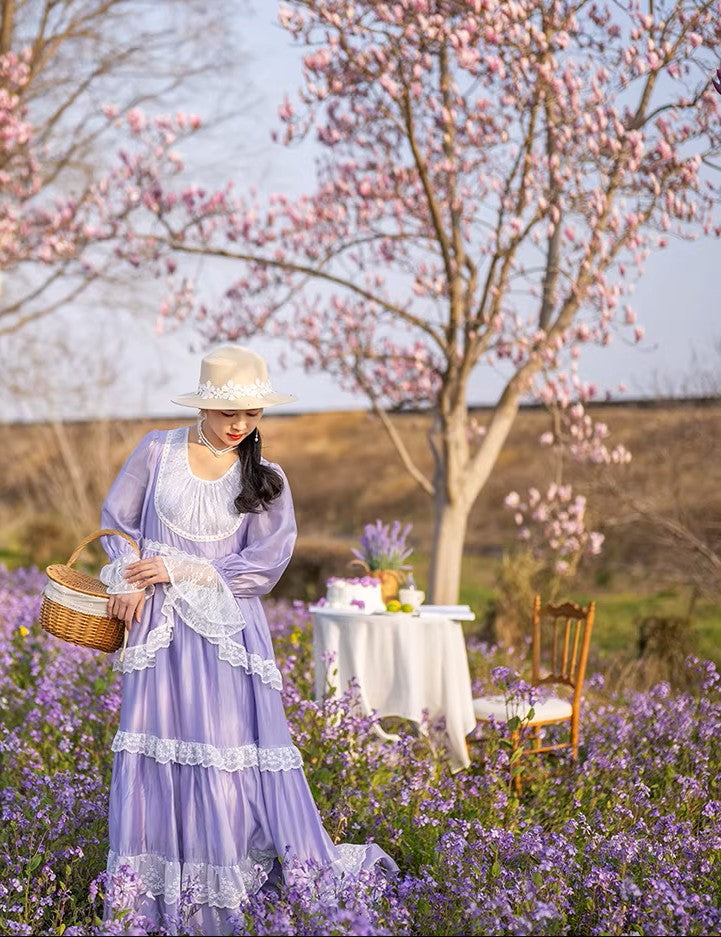 Gunne Sax Style Violet Lace Patchwork Swing Dress – Retro Fairy