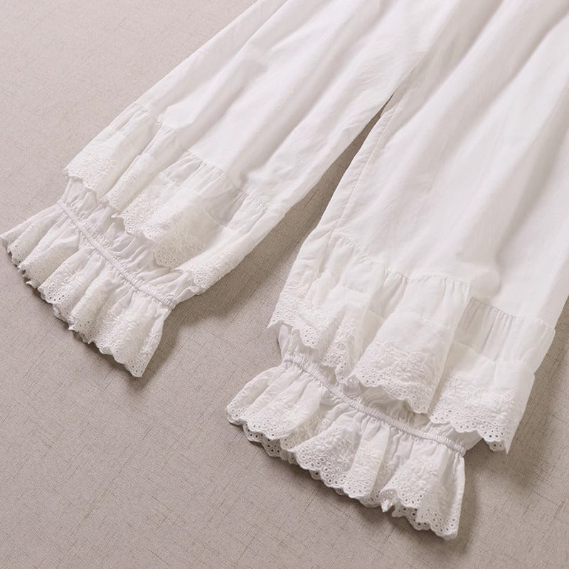 Cottagecore Ruffled Cotton Pants