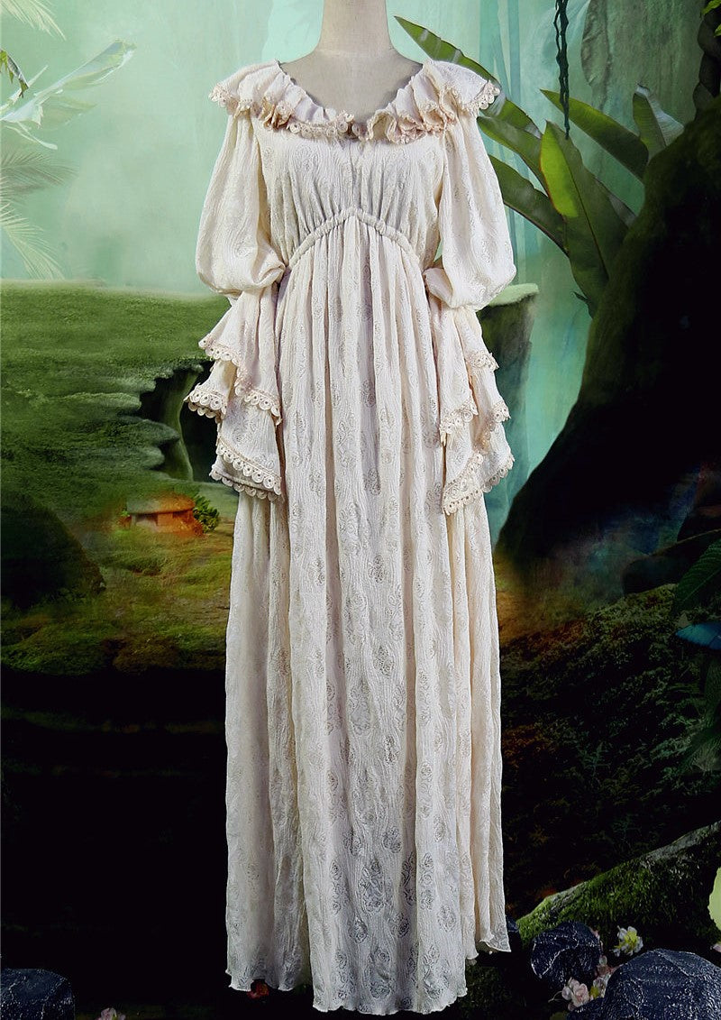 Whismical Puff Sleeves Nymph Dress L (Length- 52 inches/ 133 cm) I Retro Fairy Whismical Puff Sleeves Nymph Dress L (Length- 52 inches/ 133 cm) I Retro Fairy