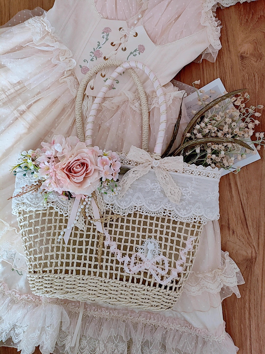 Cottagecore Flower Straw Bag