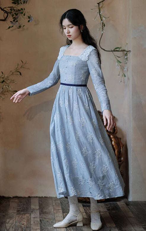 Retro French Lace Trim Embroidered Dress L I Retro Fairy Retro French Lace Trim Embroidered Dress L I Retro Fairy