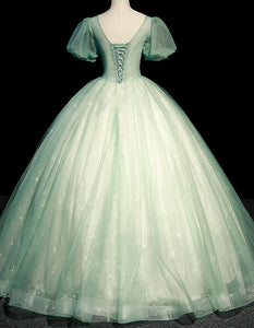 Handmade Fairycore V Neck Studded Prom Dress Evening Dress