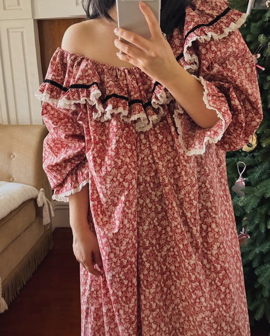 Cottagecore Ruffled Floral Night Gown