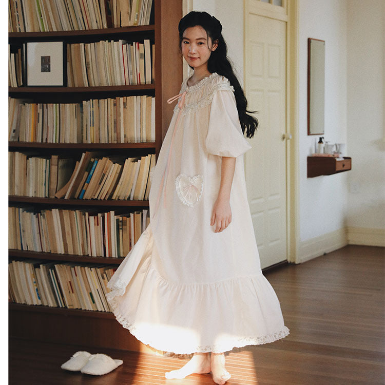 Vintage Lace Panel Cotton Night Gown