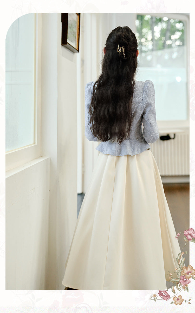 Retro Pastel Tweed Contrast Color Dress