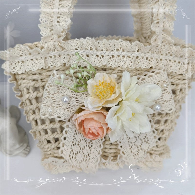 vintage handbag cottagecore straw bag