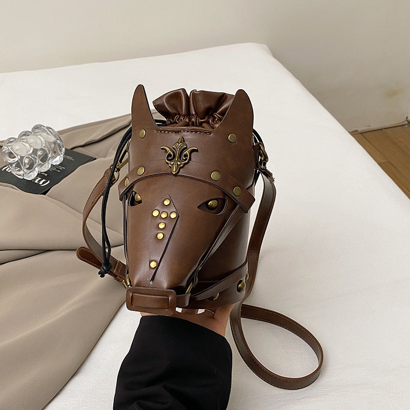 Medieval Roman-style horse-head bucket bag