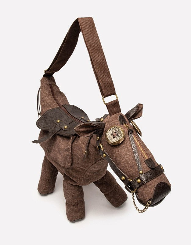 Whimsical Horse Shape Canvas Shoulder bag/ Cross-Body Bag