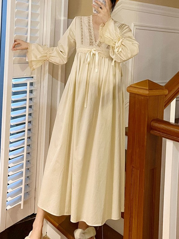 ワンピース FUMIKA_UCHIDA vintage night dress Royalcore V Neck Night Gown Dress – Retro Fairy