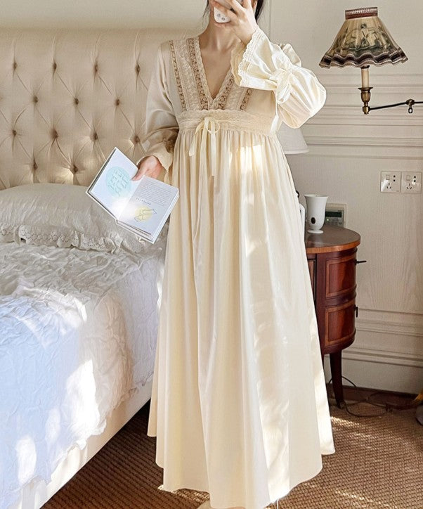 Royalcore V Neck Night Gown Dress – Retro Fairy