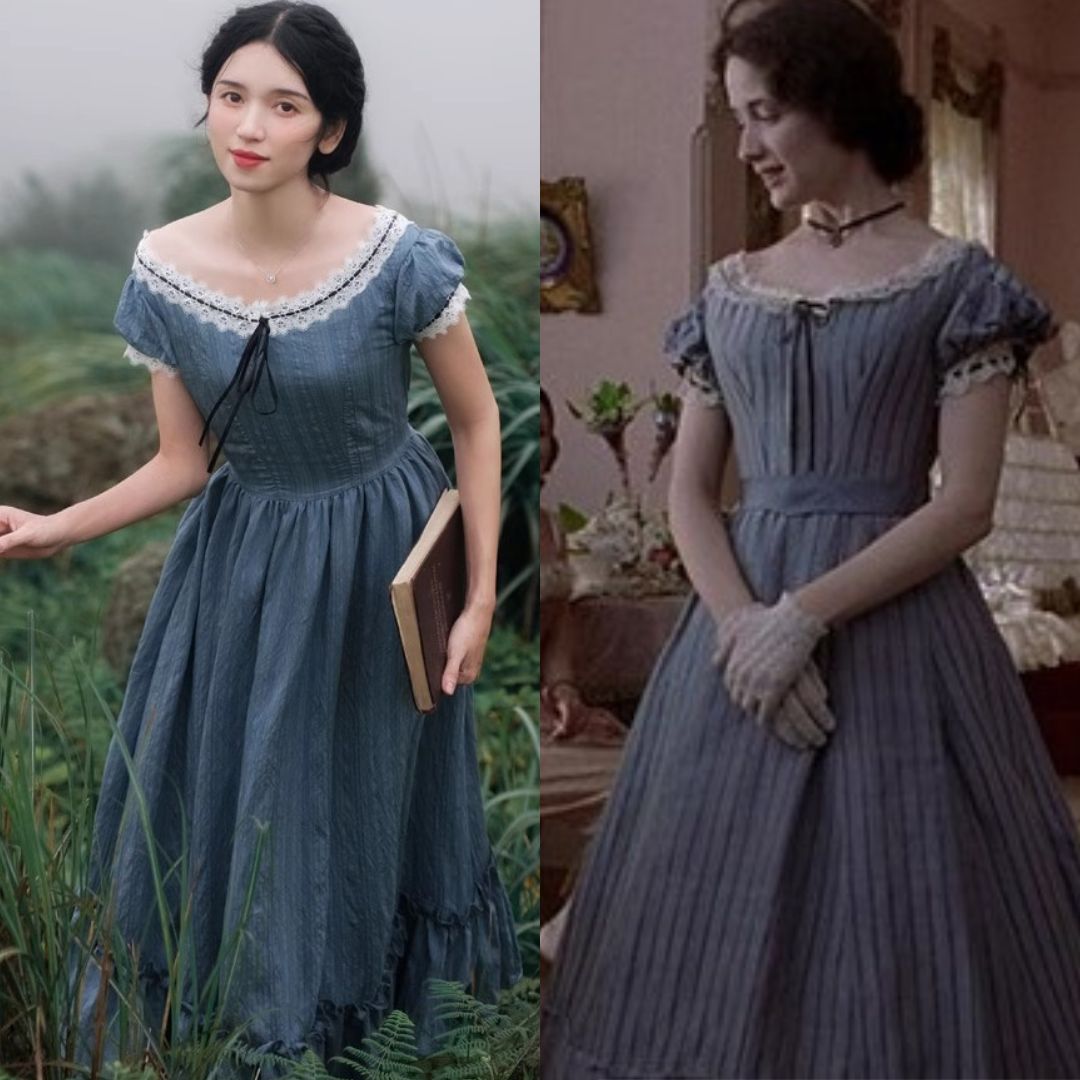 dress old fashioned Period Drama Inspired Vintage Blue Prairie Dress