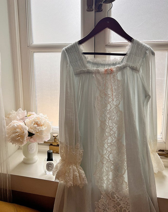 Vintage Coquette Lace Panel Night Gown Dress