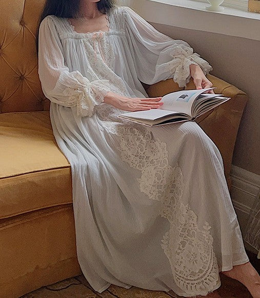 Royalcore Vintage Style Cotton Night Gown Cotton Dress – Retro Fairy