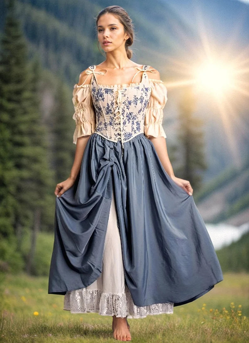 Vintage Style Lace up Floral Corset Stay