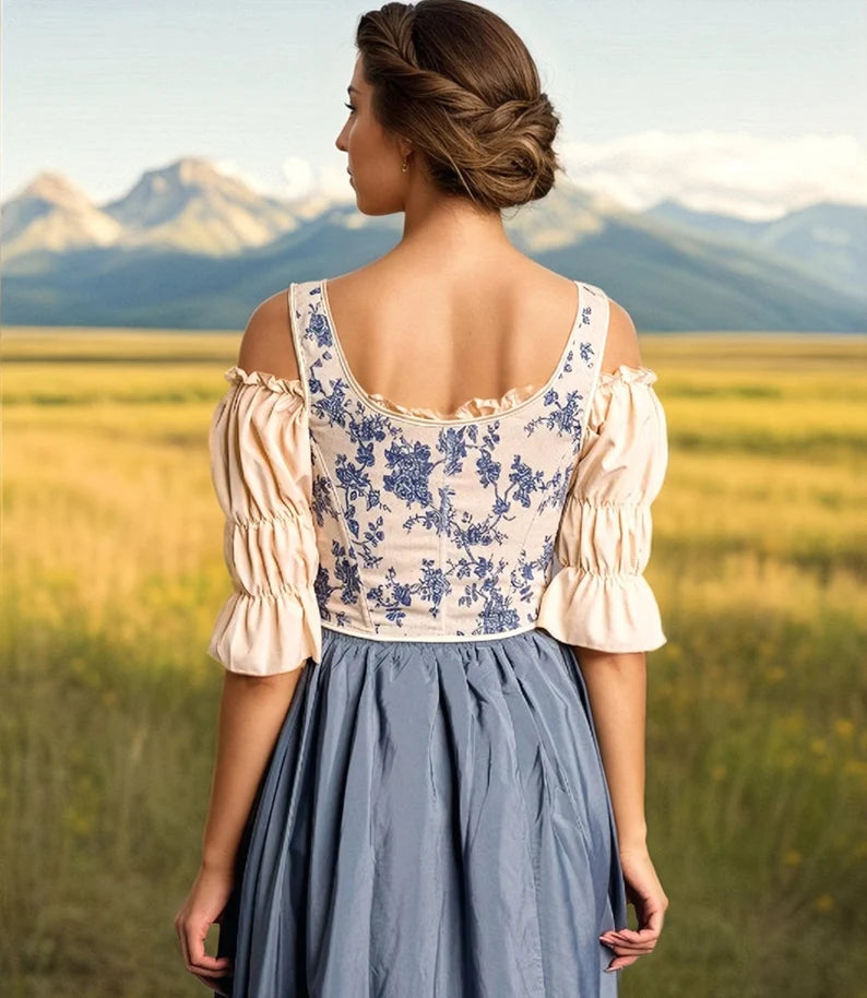 Vintage Style Lace up Floral Corset Stay