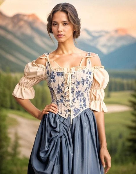 Vintage Style Lace up Floral Corset Stay