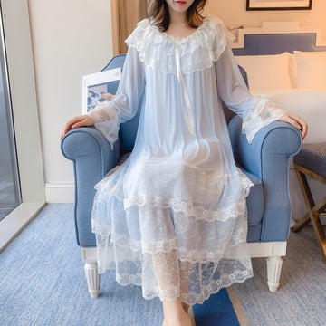 Princess Lace Sleepwear Night Dress Home Wear – Retro Fairy