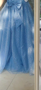 Retro Princess Puff Sleeves Starry Blue Prom Evening Dress