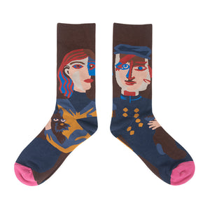 Retro Mid Tube Caricture Socks