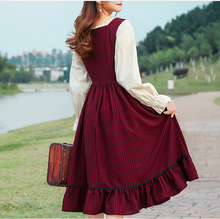 Load image into Gallery viewer, Cottagecore Lace up vintage cotton dress
