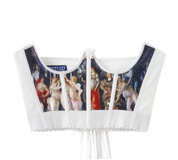 Handmade Vintage Oil Painting Underbust Corset WaistBand