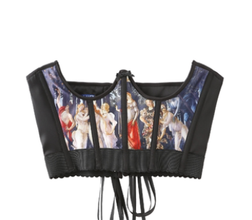 Handmade Vintage Oil Painting Underbust Corset WaistBand