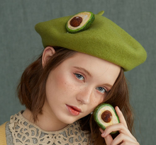 Load image into Gallery viewer, Handmade Cottagecore Avocado Wool Blend Beret
