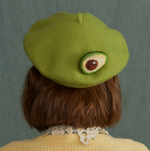 Load image into Gallery viewer, Handmade Cottagecore Avocado Wool Blend Beret
