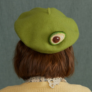 Handmade Cottagecore Avocado Wool Blend Beret