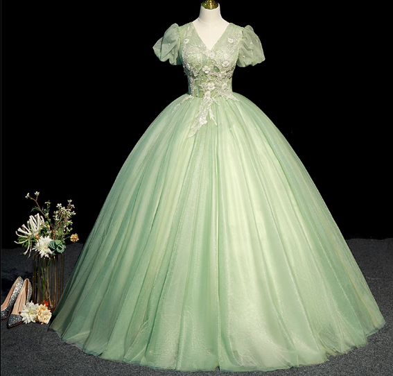 Fairycore V Neck Studded Green Prom Dress 3XL I Retro Fairy Fairycore V Neck Studded Green Prom Dress 3XL I Retro Fairy