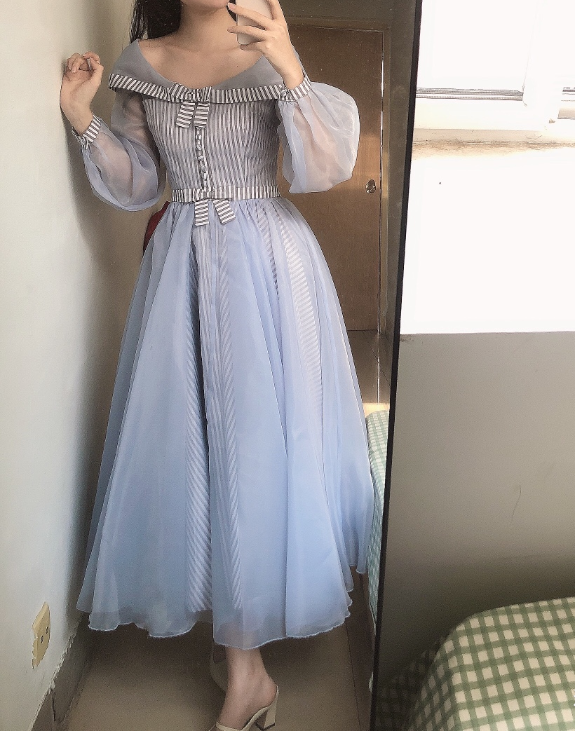 Grace of Monaco Remake Dreamy Blue Dress Retro Fairy Grace of Monaco Remake Dreamy Blue Dress Retro Fairy