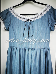 Period Drama Inspired Vintage Blue Prairie Dress