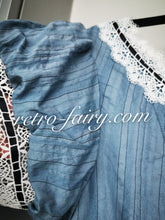 Load image into Gallery viewer, Period Drama Inspired Vintage Blue Prairie Dress
