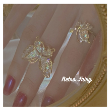 Load image into Gallery viewer, Retro style adjustable butterfly rings in 2 styles
